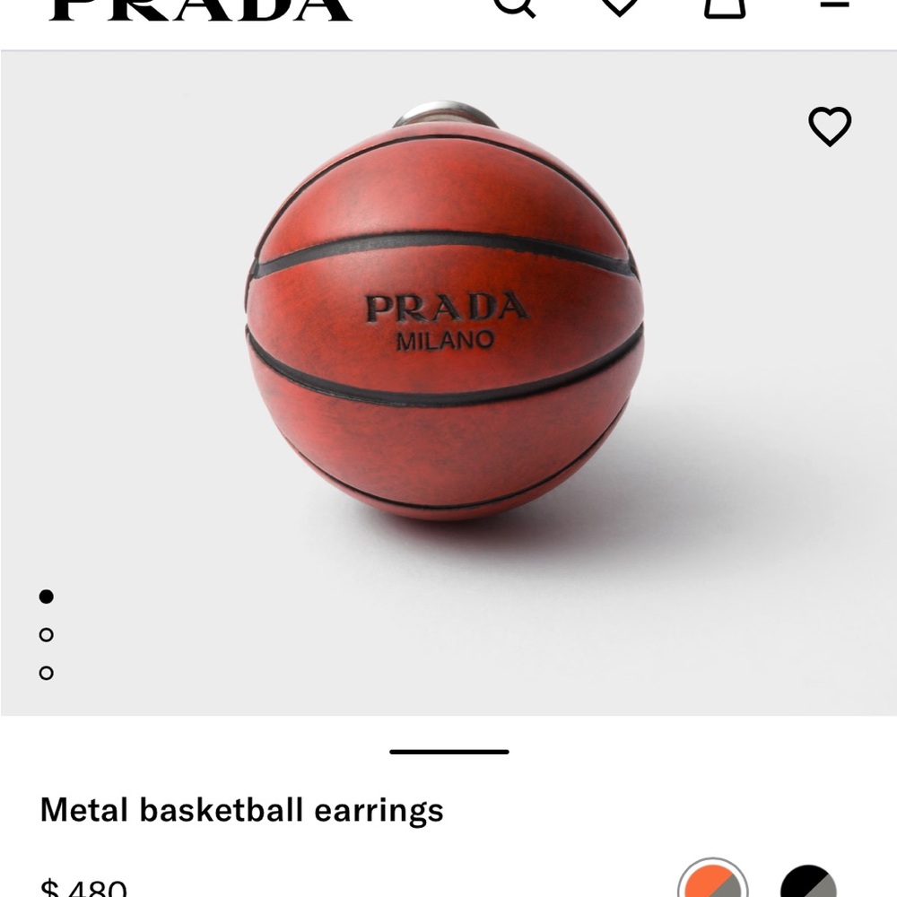 Prada Red Metal Basketball Earrings
